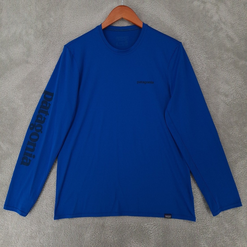 Patagonia Capilene Baselayer Shirt Mens Medium M Blue Long Sleeve Pullover